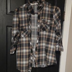 Eden & Olivia Checkered Shirt in Black and Tan